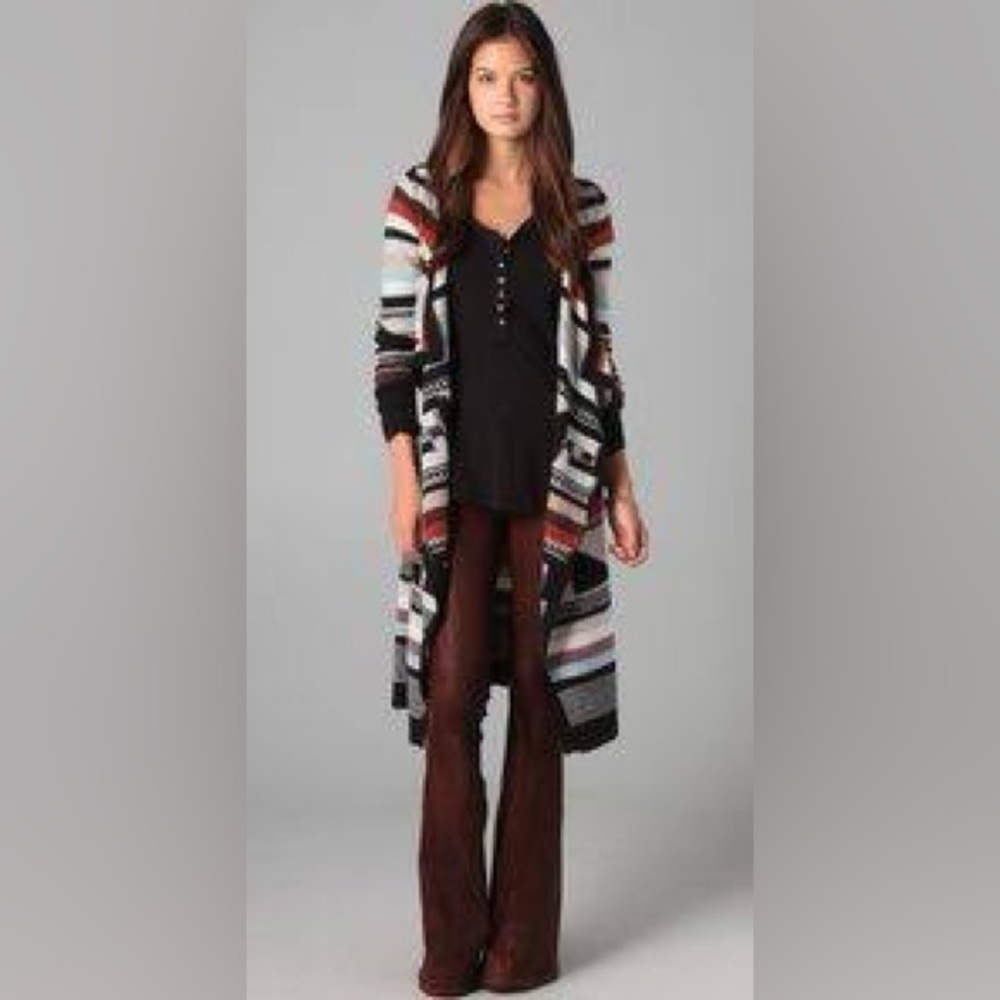 Free people Aztec Boho Southwestern long cardigan duster mohair angora small GUC